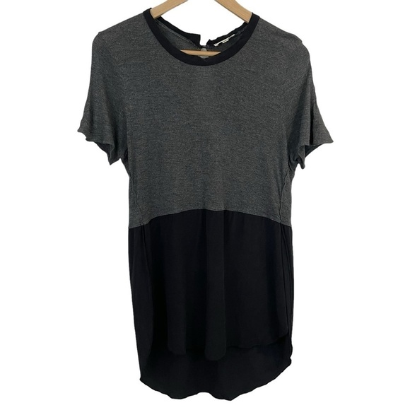 Wilfred Tops - Wilfred with Silk Longline T-Shirt Womens M Grey Black Casual Top Office Career